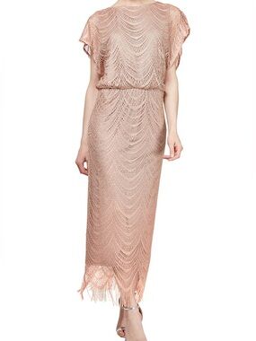 SL Fashions New York Long Blouson Crochet Dress